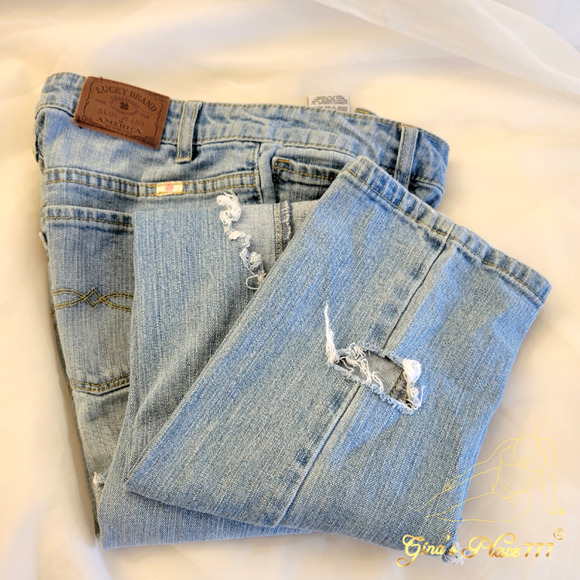 Lucky Brand Cate Skinny Girls Ripped Holes Light Wash Jeans Size 16 - Picture 9 of 9